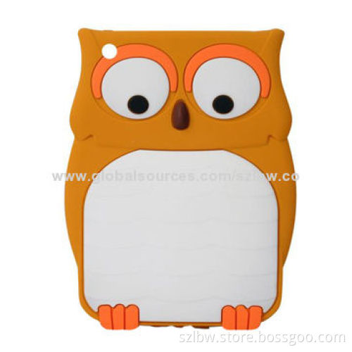 Owl shape silicone protective soft case cover for iPad, cute animal design